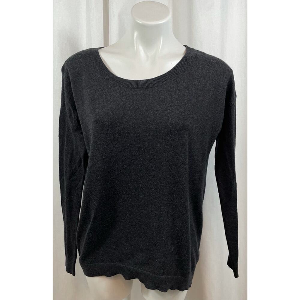 GAP Sweater Oversized Light Knit Heather Grey Scoop Neck